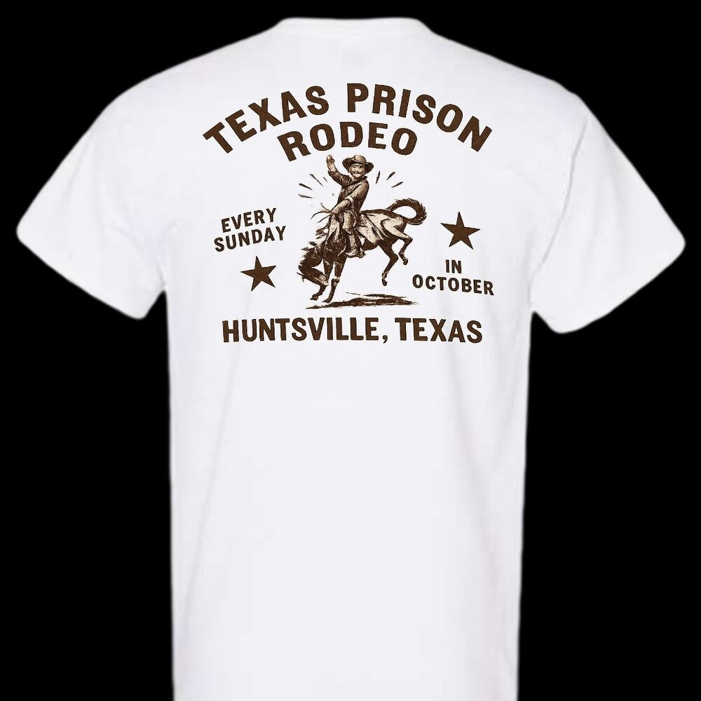 Texas Prison Rodeo Huntsville,Texas Short Sleeve Crew Neck T-Shirt WHITE